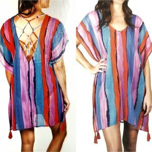 Cover Up Swim Kaftan Vertical Striped Coverup NEW